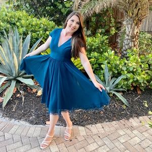 Dress the Population Corey Chiffon Fit & Flare Cocktail Dress